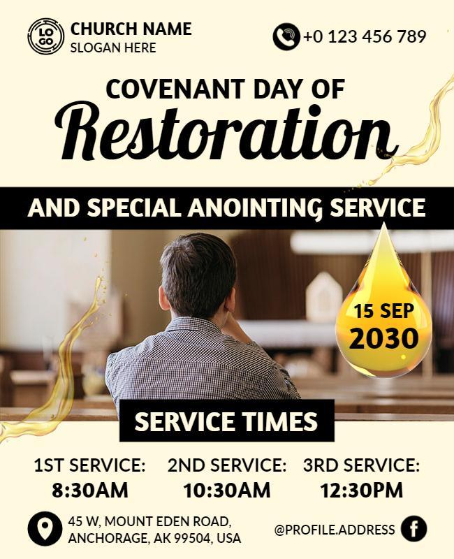 Church Anointing and Restoration Service Flyer Template