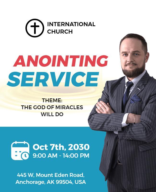 Modern Blue Church Anointing Service Event Flyer Template