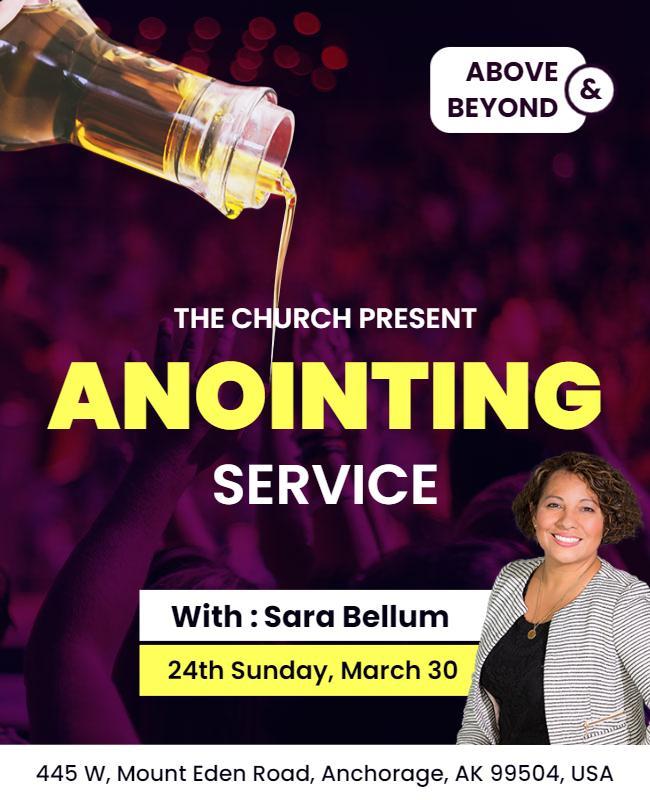 Bold Purple Anointing Service Church Event Flyer Template