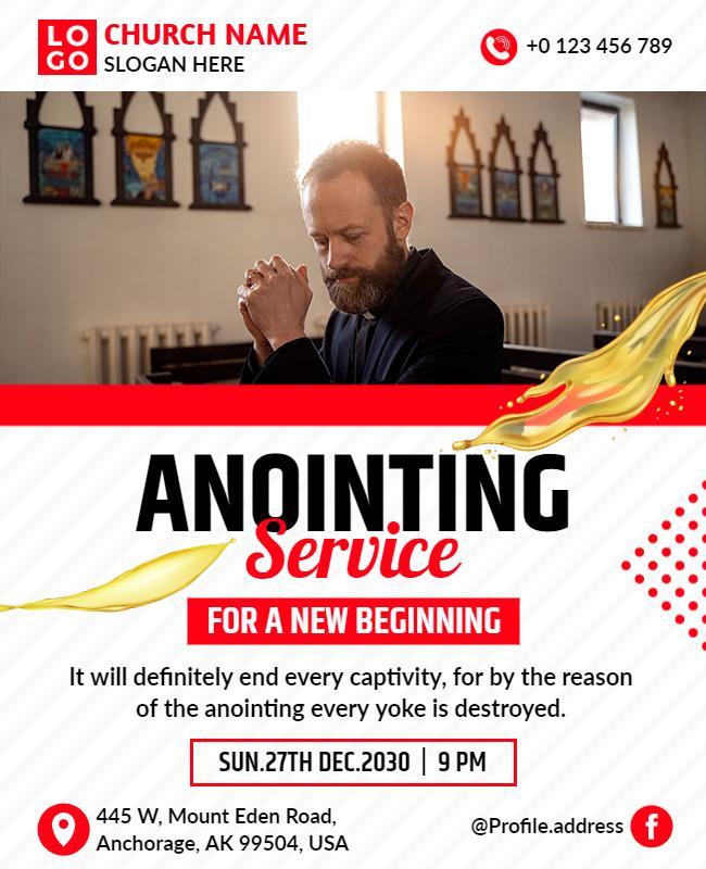 Bold Red Anointing Service for New Beginnings Flyer Template