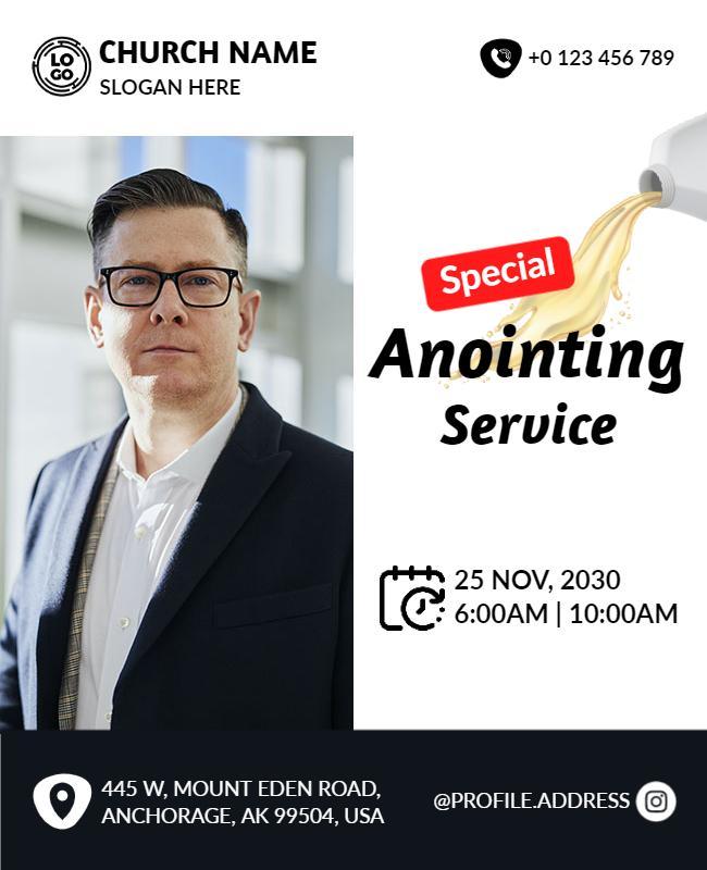 Modern Black and White Anointing Service Flyer Template