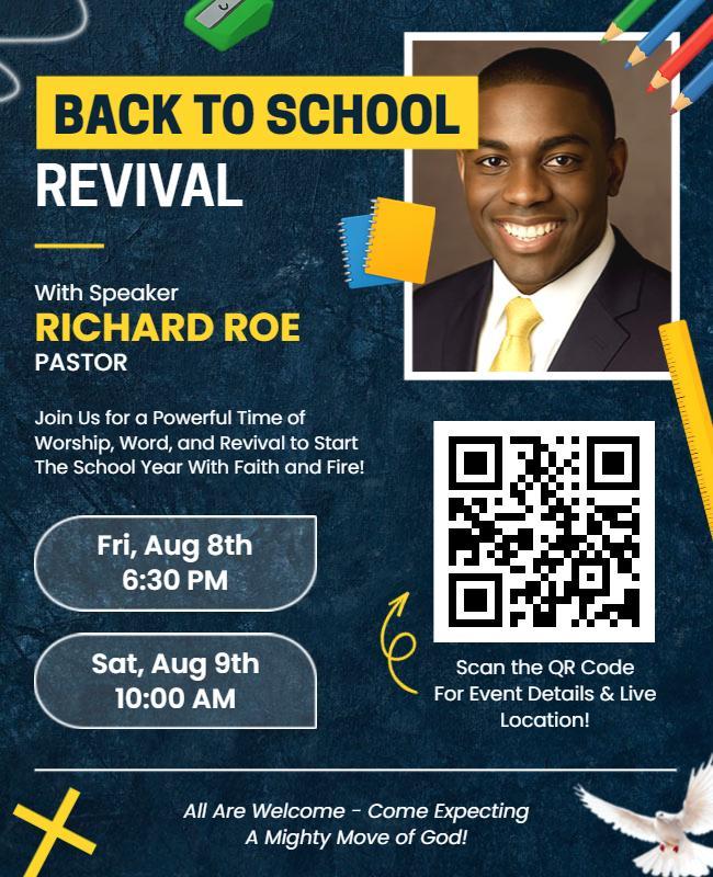 Church Back to School Revival Event Flyer Template