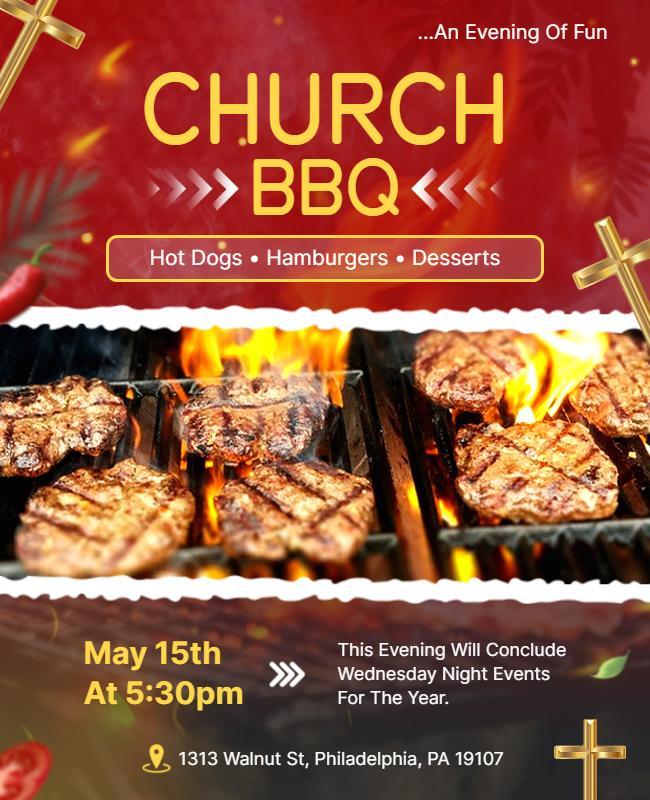 Church Bbq Evening Event Flyer Template