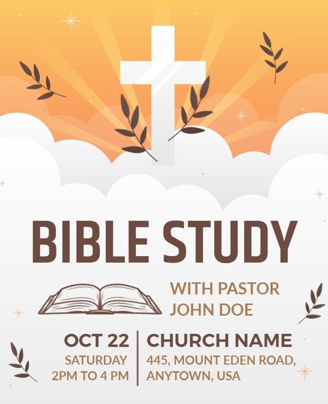 Serene Orange and White Bible Study Event Flyer Template