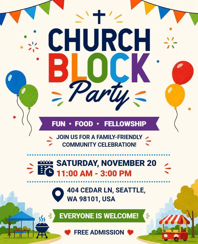 Church Block Party Flyer Template