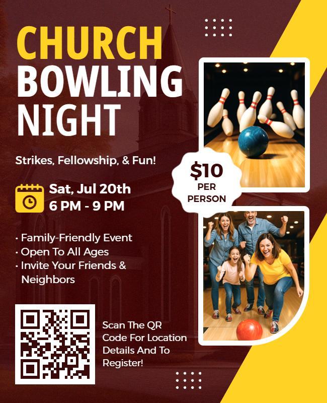 Church Bowling Night Event Flyer Template