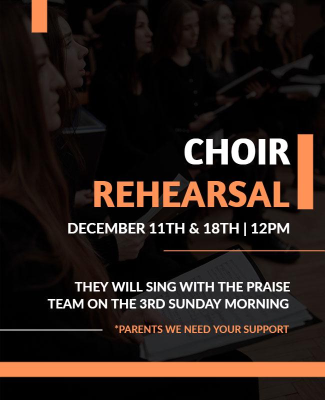 Church Choir Rehearsal Announcement Flyer Template