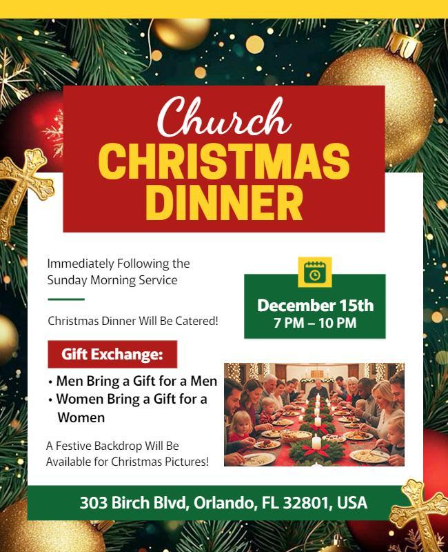 Church Christmas Dinner Celebration Flyer Template
