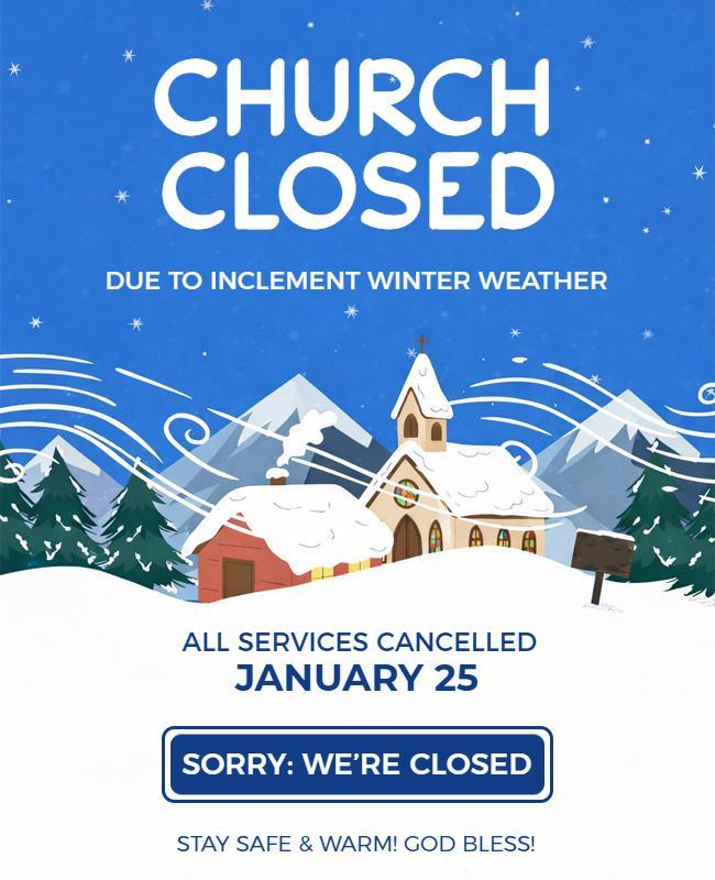 Church Closure Due to Winter Weather Poster Template