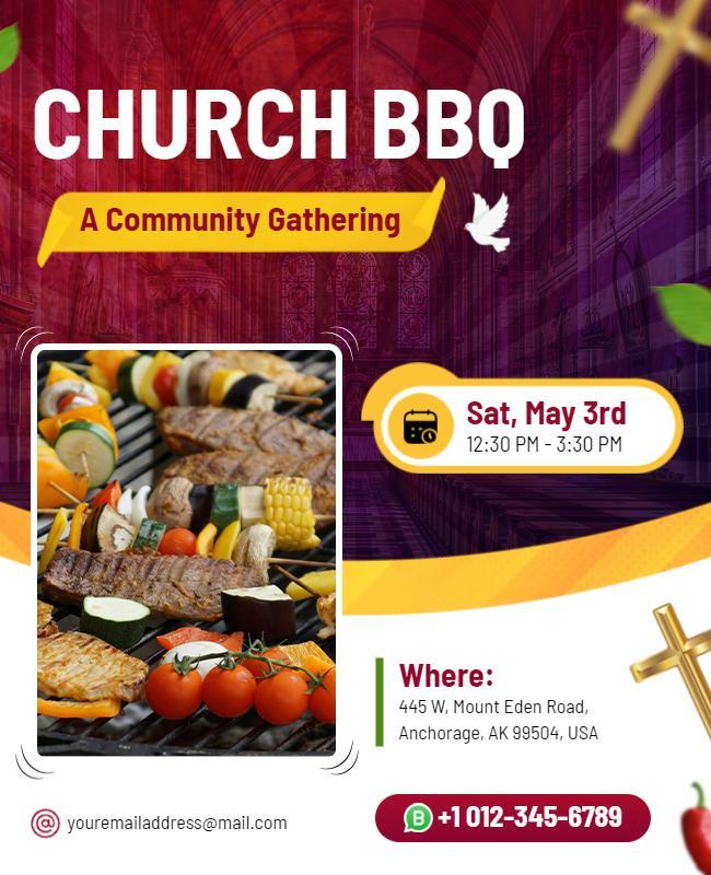 Church Community Bbq Gathering Flyer Template