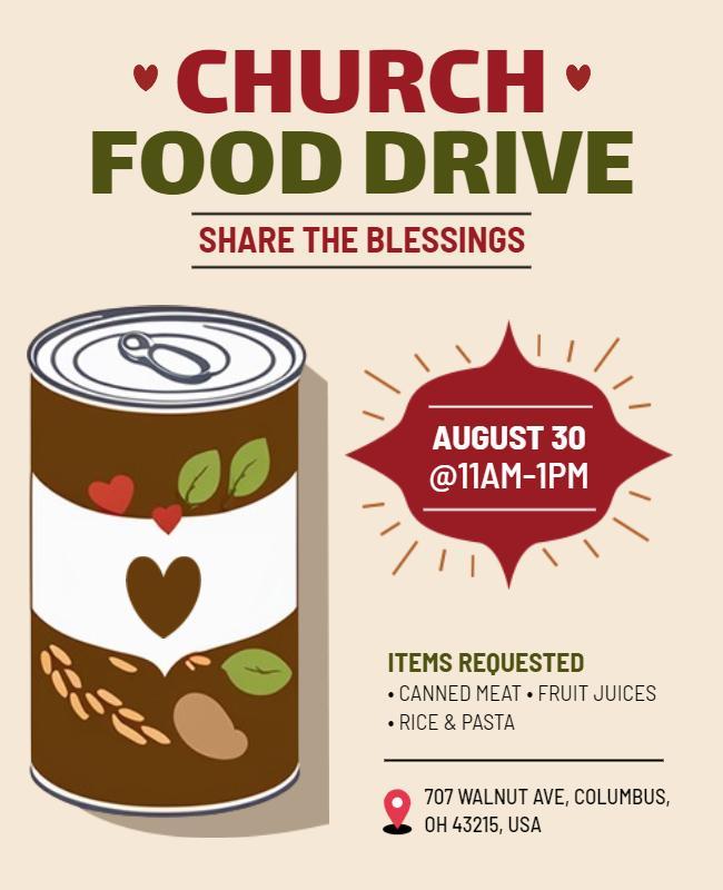 Church Community Food Drive Flyers Template