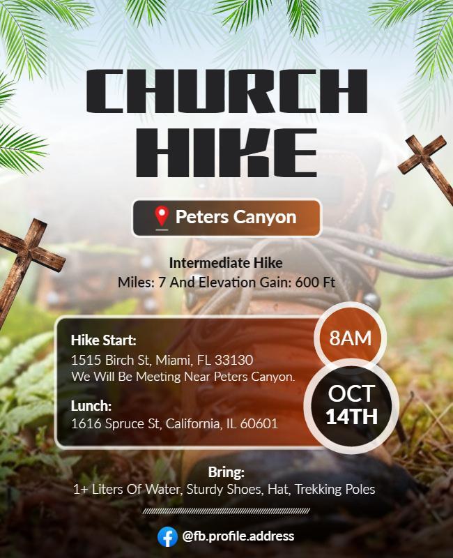 Church Community Hiking Event Flyer Template