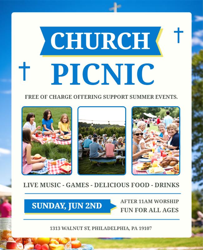 Church Community Picnic Event Flyer Template