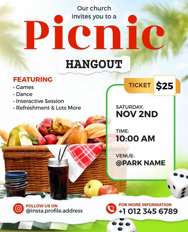 Church Community Picnic Hangout Flyer Template