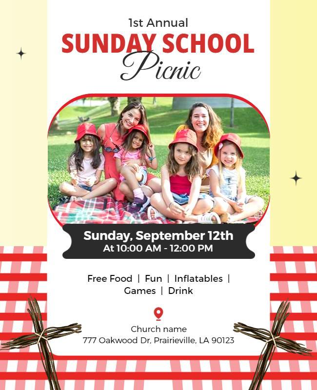 Church Community Sunday School Picnic Flyer Template