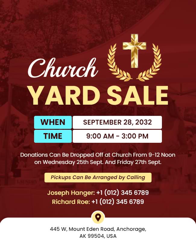 Lively Red Church Yard Sale Event Flyer Template