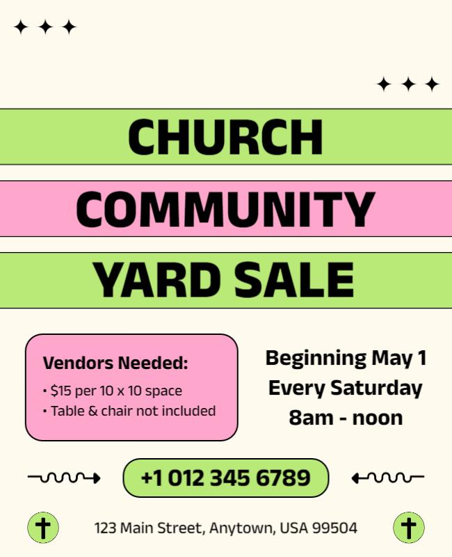 Bold Green Community Yard Sale Announcement Flyer Template