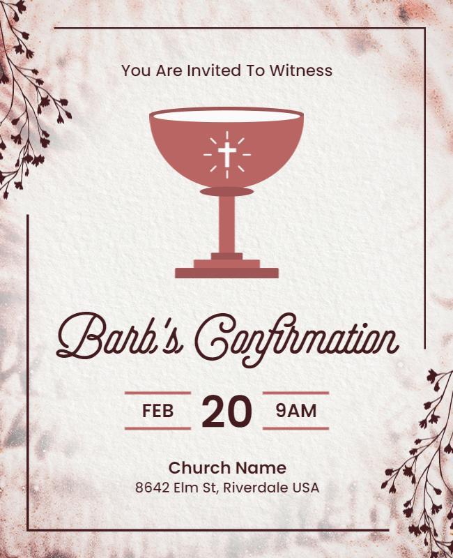 Rustic Floral Confirmation Service Invitation Flyer Template