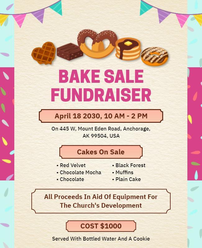 Church Development Bake Sale Fundraiser Flyer Template