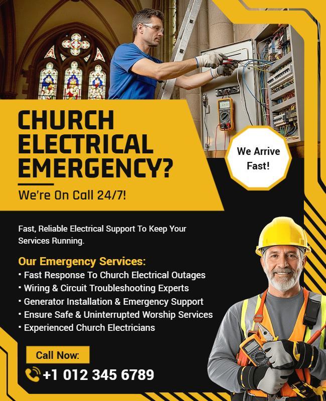 Church Electrical Emergency Services Flyer Template