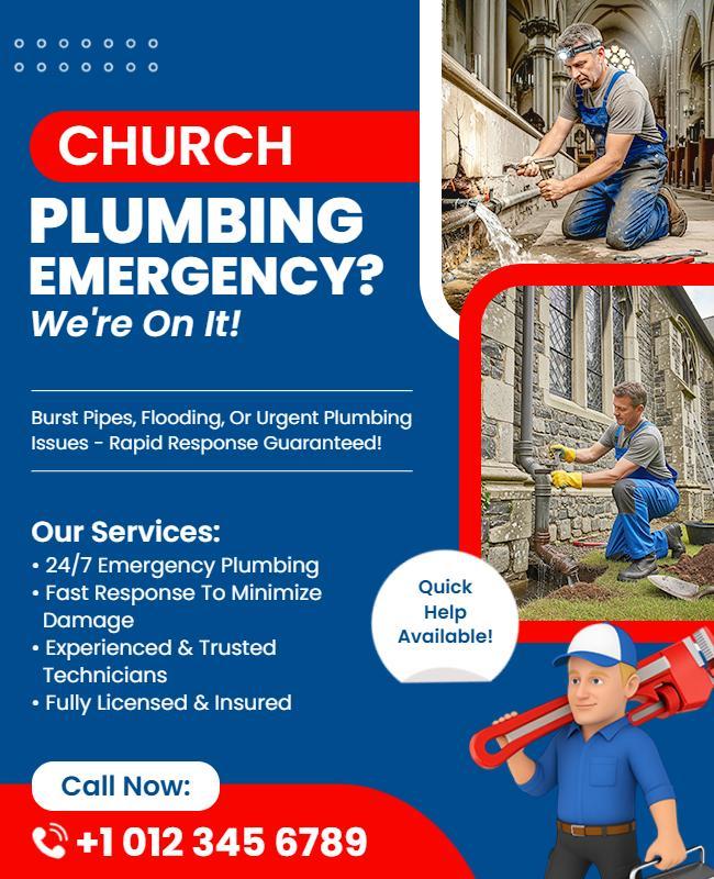 Church Emergency Plumbing Services Flyer Template