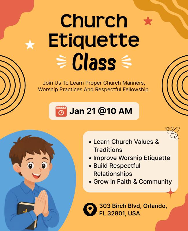 Church Etiquette Learning Class Flyer Template