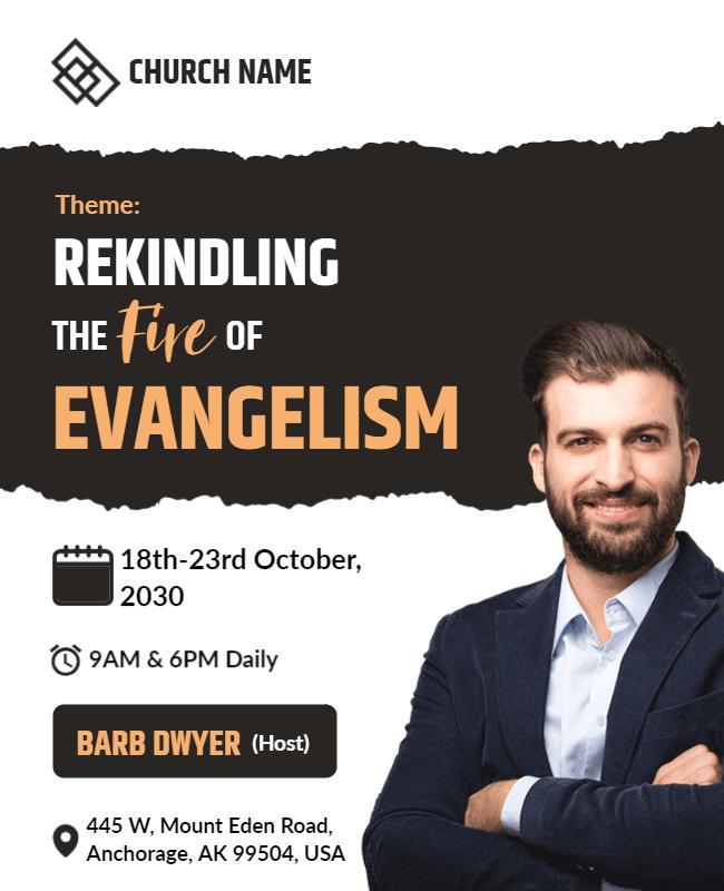 Church Evangelism Event Flyer with Host Speaker Template