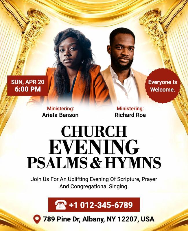 Church Evening Psalms and Hymns Gathering Flyer Template