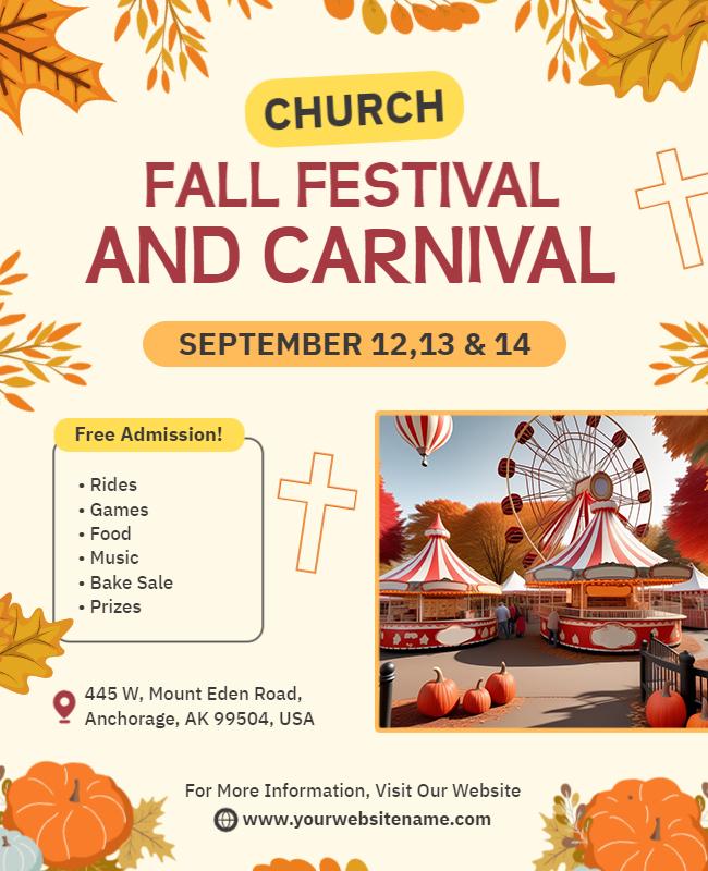 Church Fall Festival and Carnival Flyer Template