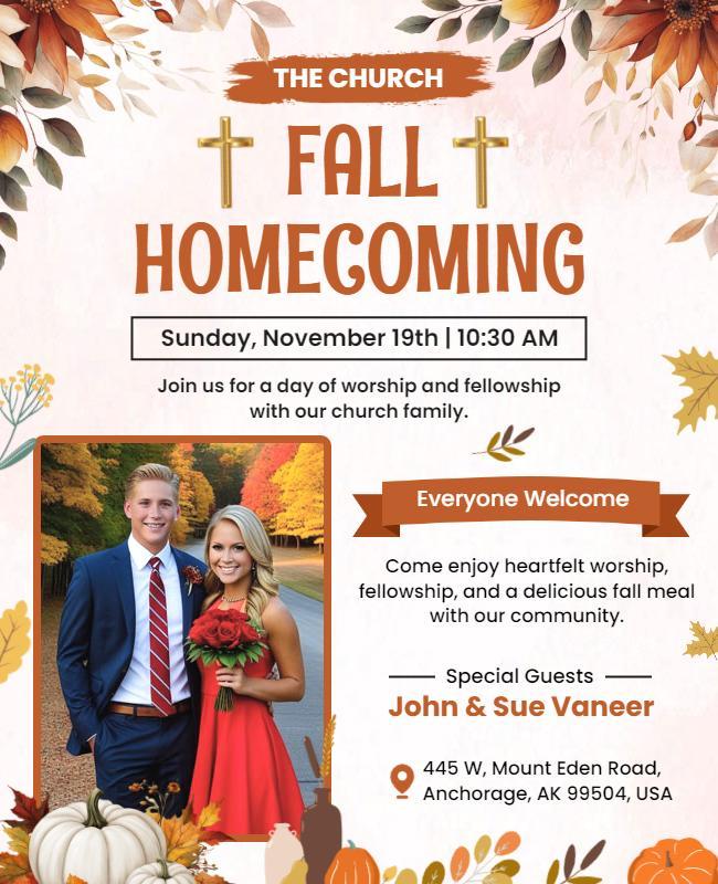 Church Fall Homecoming Event Flyer Template