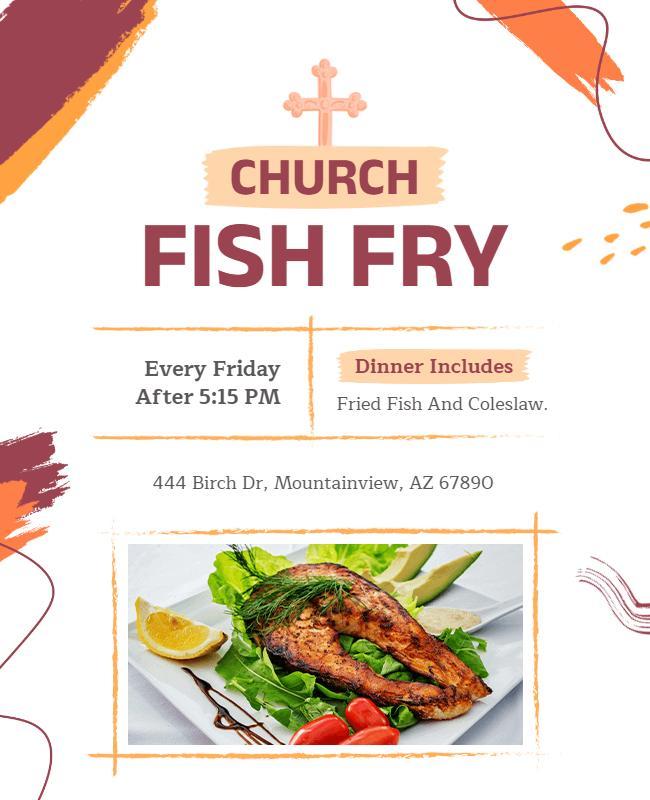 Church Fish Fry Dinner Event Flyer Template