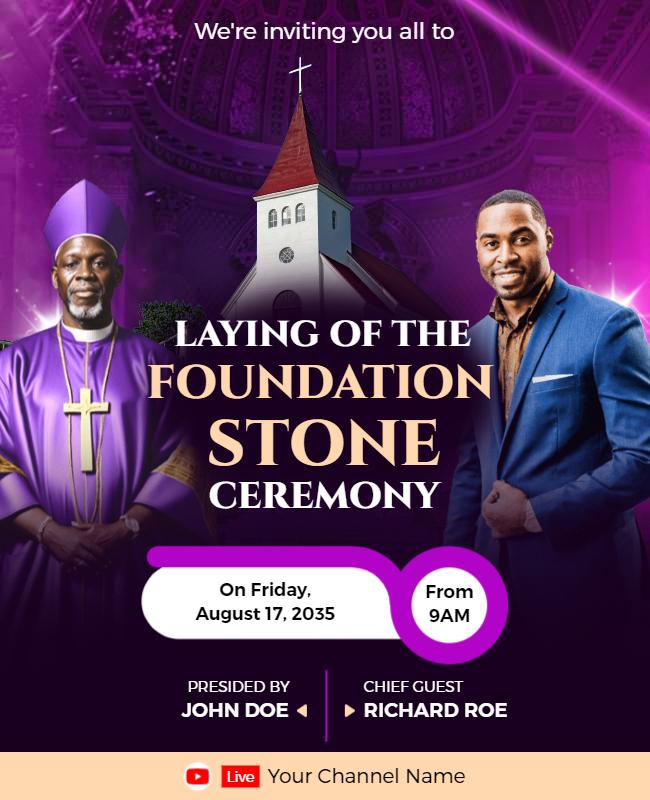 Church Foundation Stone Ceremony Flyer Template