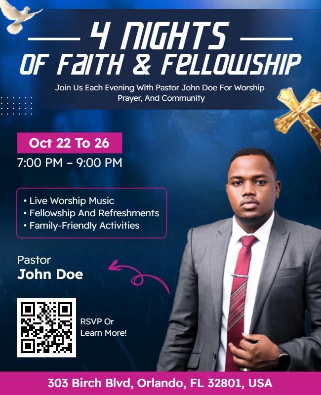 Church Four Nights of Prayer and Worship Flyer Template
