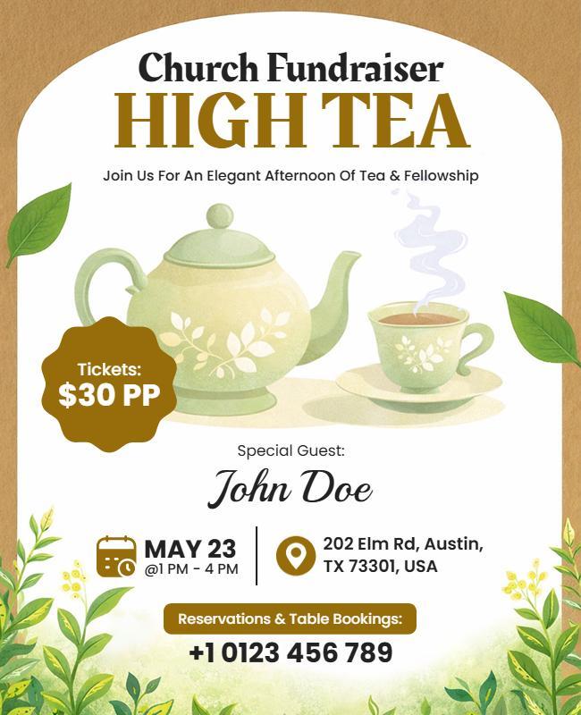 Church Fundraiser High Tea Event Flyer Template