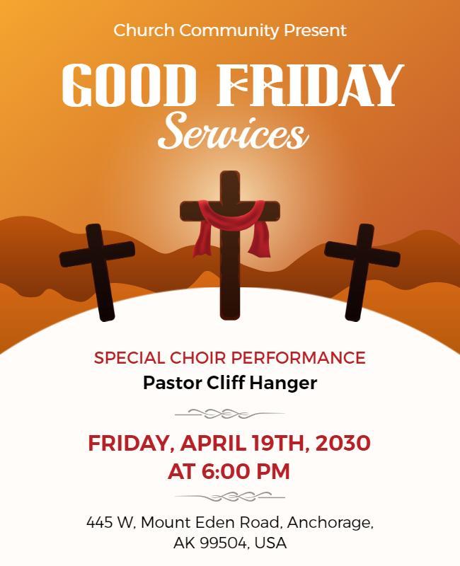 Church Good Friday Service Event Flyer Template