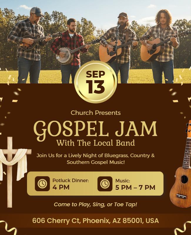 Church Gospel Jam Music Event Flyer Template