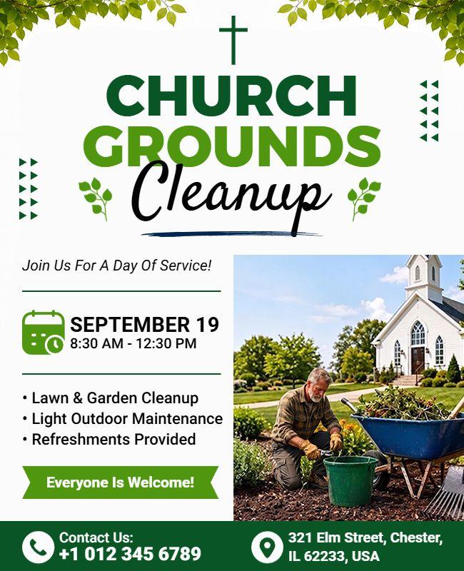Church Grounds Cleanup Event Flyer Template