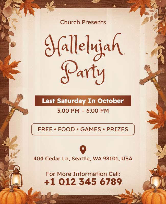 Church Hallelujah Party Celebration Flyer Template