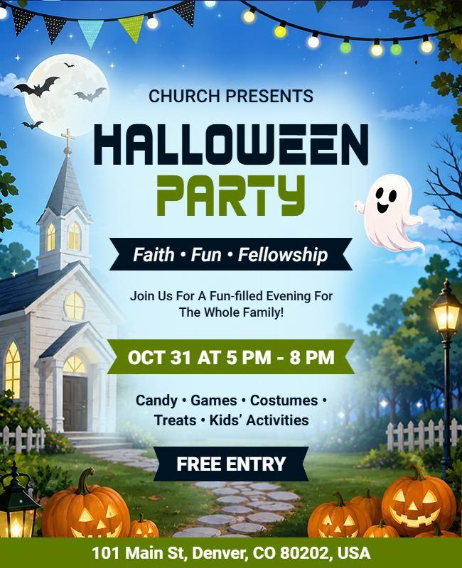 Church Halloween Party Flyer Template