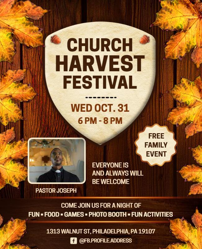 Church Harvest Festival Celebration Flyer Template