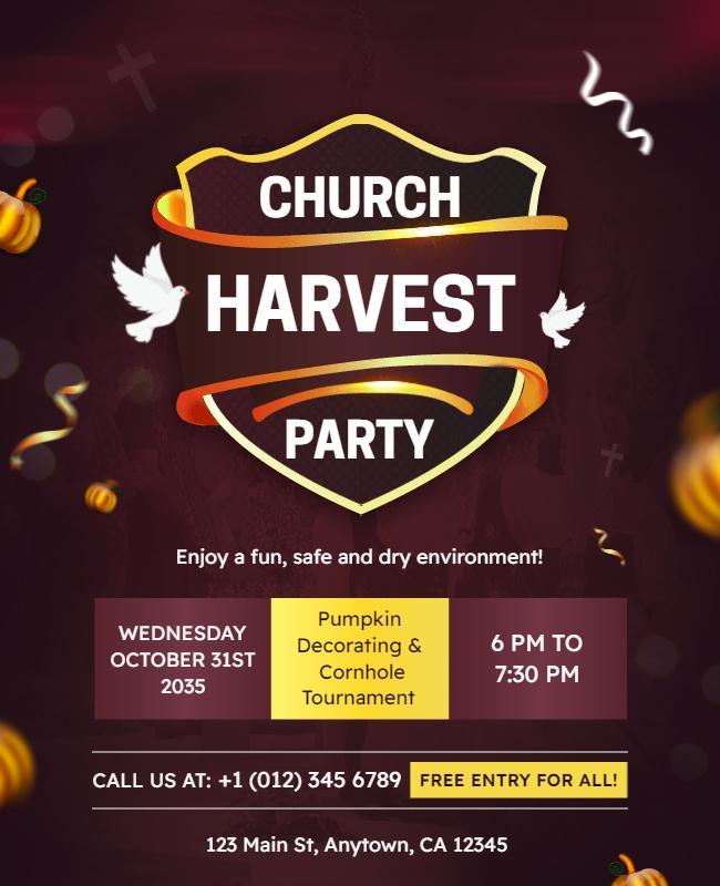 Church Harvest Party Celebration Flyer Template