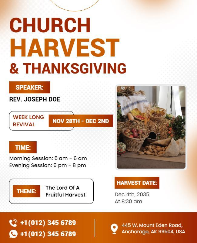 Church Harvest Thanksgiving Event Flyer Template