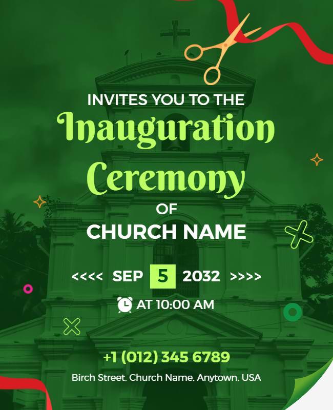 Church Inauguration Ceremony Invitation Flyer Template