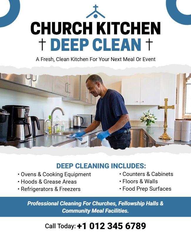 Church Kitchen Deep Cleaning Services Flyer Template