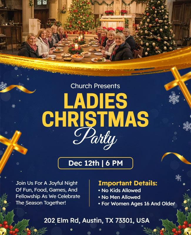 Church Ladies Christmas Party Event Promotion Flyer Template