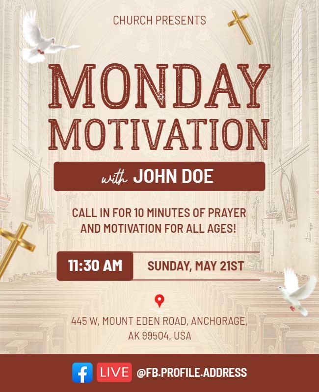 Church Monday Motivation Prayer Flyer Template