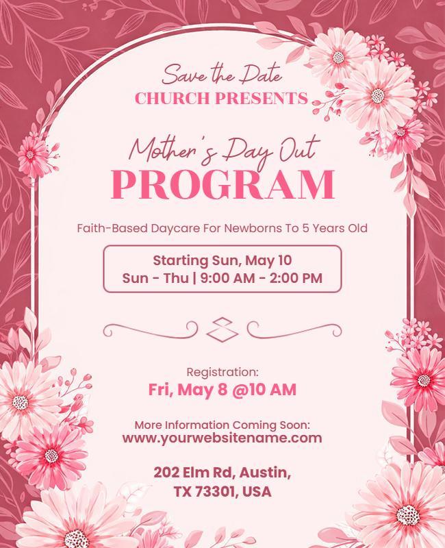 Church Mother's Day Out Program Flyer Template