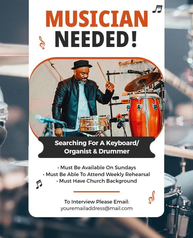 Church Musician Recruitment Flyer Template