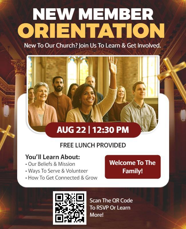 Church New Member Orientation Event Flyer Template