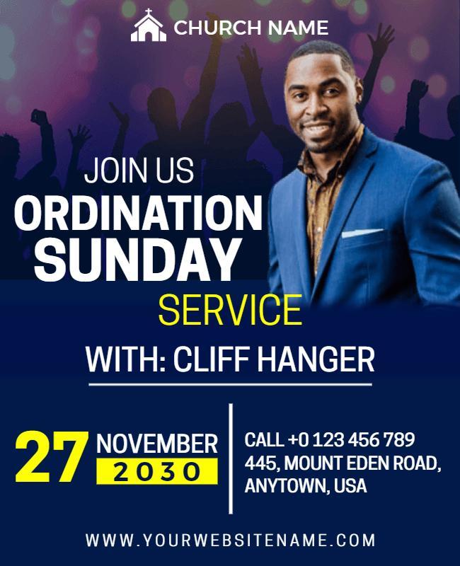 Church Ordination Sunday Service Flyer Template